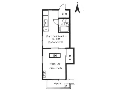 M・ラフィーネ(1DK/3階)の間取り写真