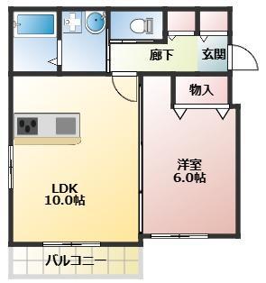 ウエスト大久保II(1LDK/2階)の間取り写真