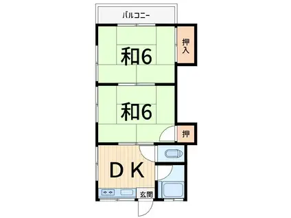 住吉コーポ(2DK/1階)の間取り写真