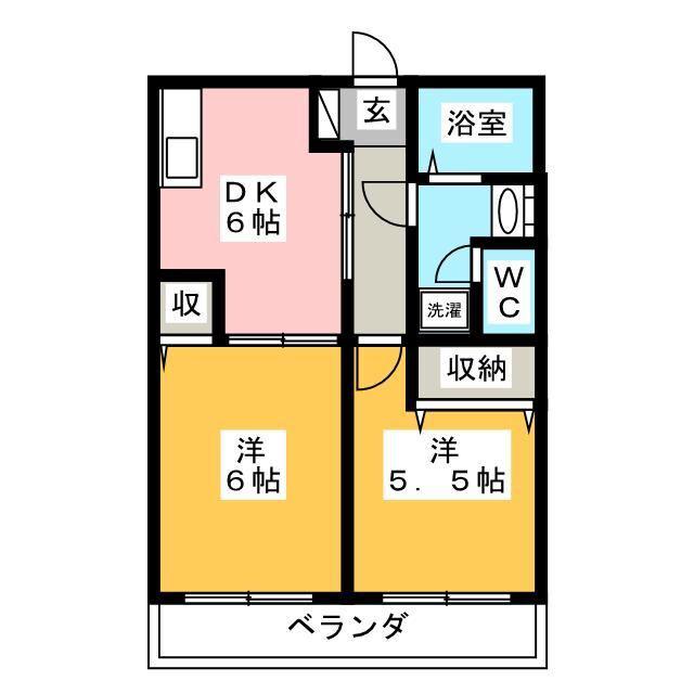ピアチェーレ(2K/1階)の間取り写真