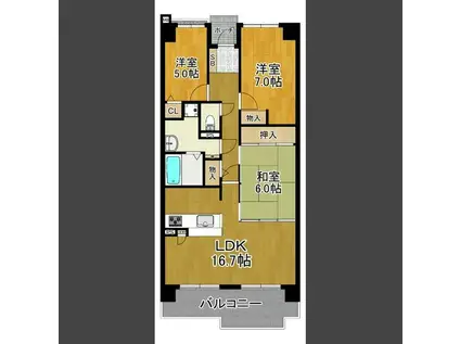 ファミールハイツ久留米参番館(3LDK/6階)の間取り写真