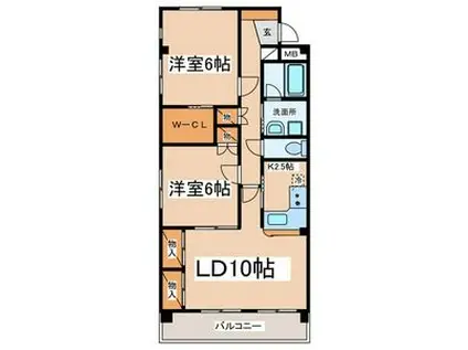 コンフォート(2LDK/2階)の間取り写真