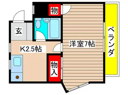 山富第3マンション(1K/3階)の間取り写真