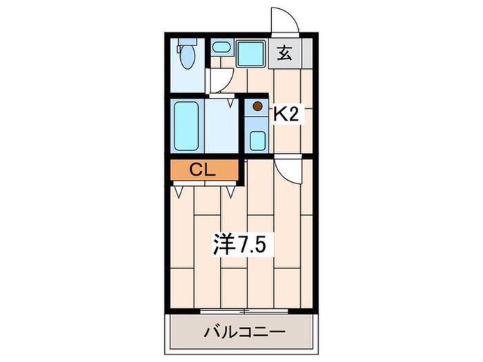 サウスポート上大岡(1K/2階)の間取り写真