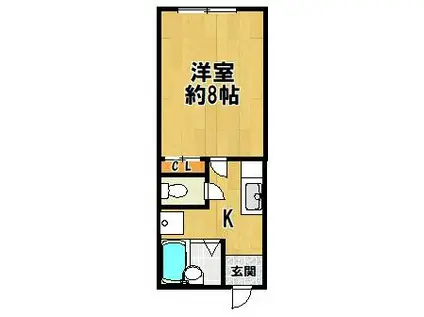 バンベルグ中畑(1K/2階)の間取り写真