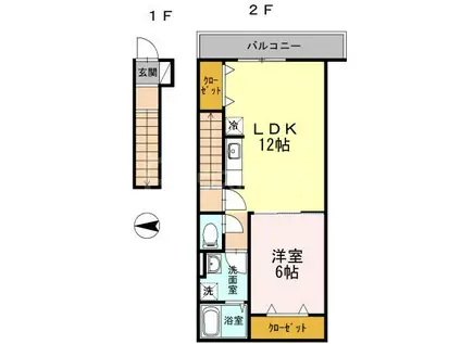ソワーニュ(1LDK/2階)の間取り写真