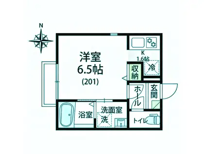 レイドバック武蔵小杉(1K/2階)の間取り写真