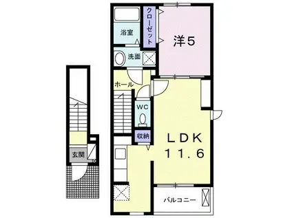 ブリアン II(1LDK/2階)の間取り写真
