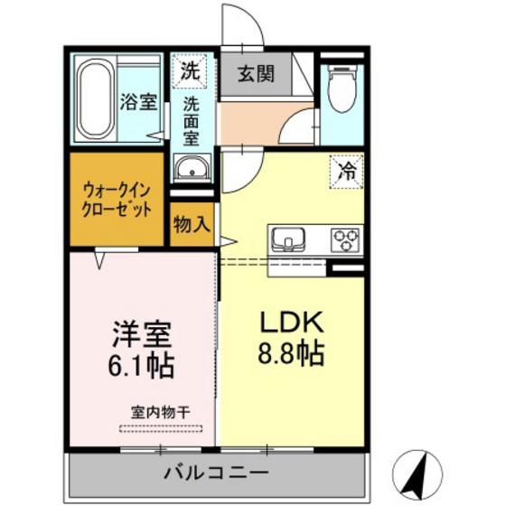 イヴェール(1LDK/3階)の間取り写真