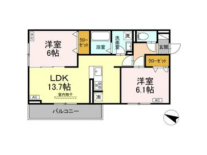 カーサ・カルーナ(2LDK/3階)の間取り写真