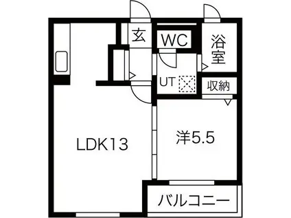 アティランス(1LDK/2階)の間取り写真