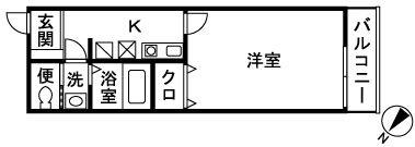 ミル シャンブル(1K/2階)の間取り写真