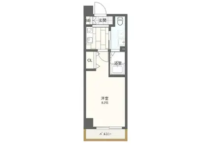 エスライズ四ツ橋(1K/3階)の間取り写真