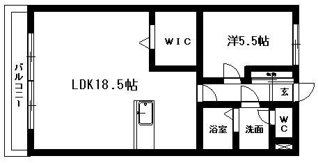 コンフォール蜆塚(1LDK/2階)の間取り写真