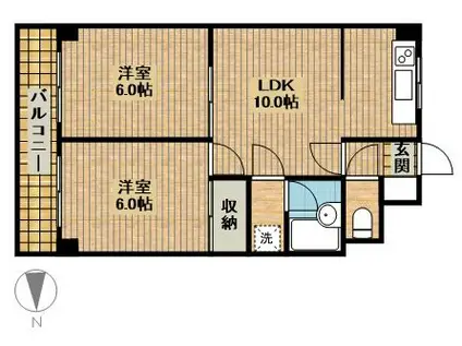コーポあさま(2LDK/3階)の間取り写真