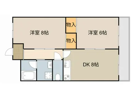 シャトー辻本II(2DK/4階)の間取り写真