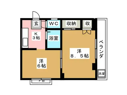 マルテビル(2K/3階)の間取り写真