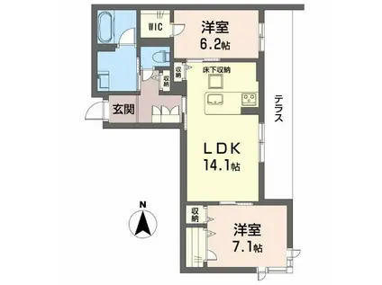 プラーノ キアリノ(2LDK/1階)の間取り写真