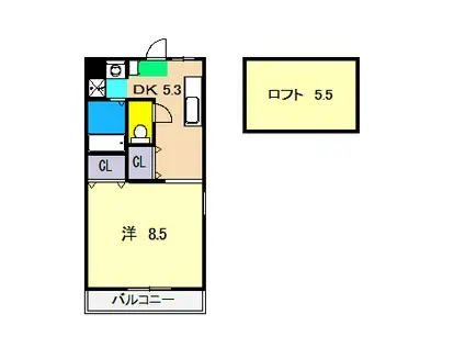ピープルハウス II(1DK/4階)の間取り写真