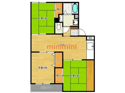 トリヴァンベール桜井(3LDK/1階)の間取り写真