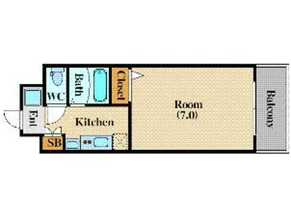 エスリードコート難波ウエスト(1K/6階)の間取り写真