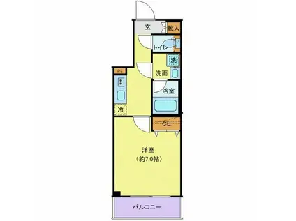 クレヴィスタ氷川台(1K/1階)の間取り写真