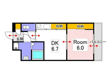 レジディア岡山駅前(1DK/8階)の間取り写真