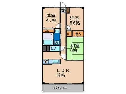 フレーシア布施(3LDK/1階)の間取り写真