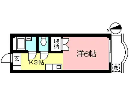 MIクレセント(1K/2階)の間取り写真