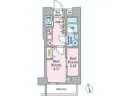 HY´S桜橋MIRAIS(2K/6階)の間取り写真