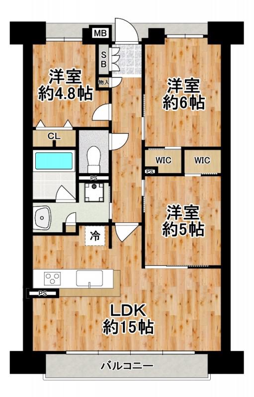 ハルモシティ(3LDK/2階)の間取り写真