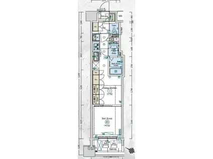 ジェノヴィア阪東橋ツースカイガーデン(1DK/5階)の間取り写真