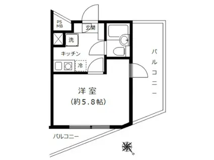 カーサプリマ(1K/7階)の間取り写真