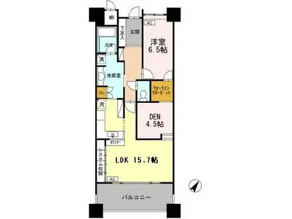 Dグランセ代官町(1LDK/9階)の間取り写真