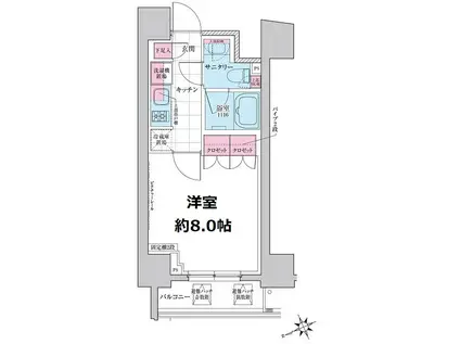 ステラメゾン三軒茶屋(1K/7階)の間取り写真