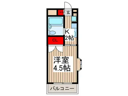 第2サイプレスマンション(1K/2階)の間取り写真