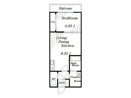 エクウス(1LDK/1階)の間取り写真