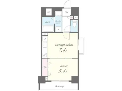 ソレアード ゼン(1DK/2階)の間取り写真