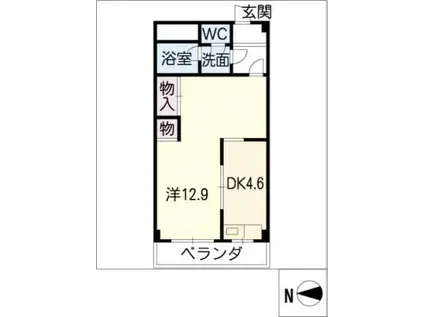 パークサイド浦里(1DK/3階)の間取り写真