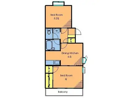 アートテラス(2DK/2階)の間取り写真