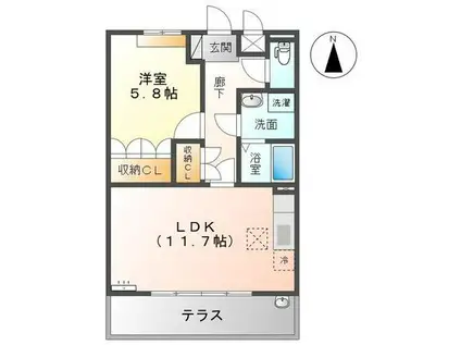エクセルハイムA(1LDK/1階)の間取り写真