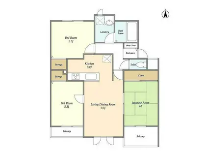 ハイランドグリーン池尻(3LDK/3階)の間取り写真