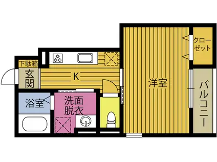 ルシャノワール大洲浜(1K/1階)の間取り写真