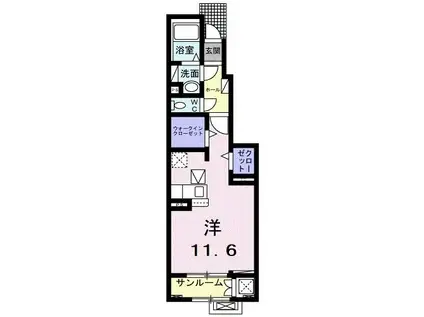 アッシュV(ワンルーム/1階)の間取り写真