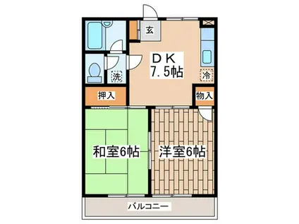 ナガキドE(2DK/2階)の間取り写真