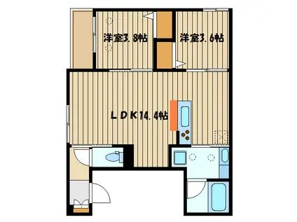 西武池袋線 椎名町駅 徒歩5分 3階建 新築(2LDK/2階)の間取り写真