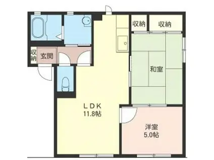 ハイムマルチョウII(2LDK/1階)の間取り写真