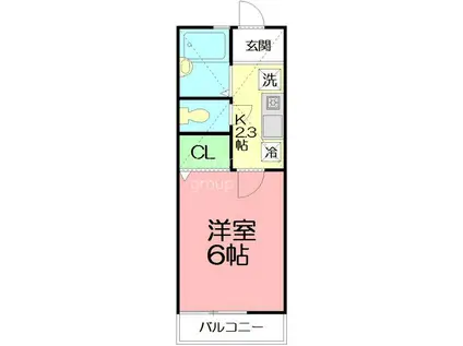 TARA天神(1K/1階)の間取り写真