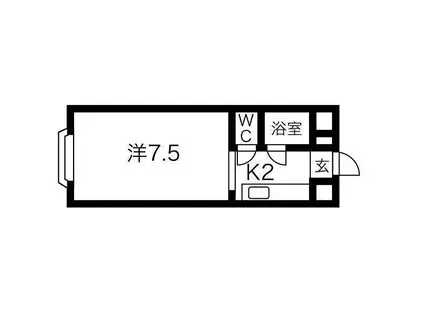 ハイデンスMM八軒(1K/2階)の間取り写真
