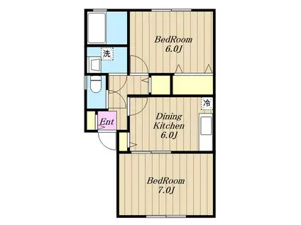 ブラウニーコート(2DK/1階)の間取り写真